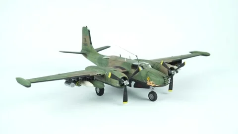 Rotating Assembly Model Of American A-26 Invader Attack Aircraft On The Back Video stock 295455412