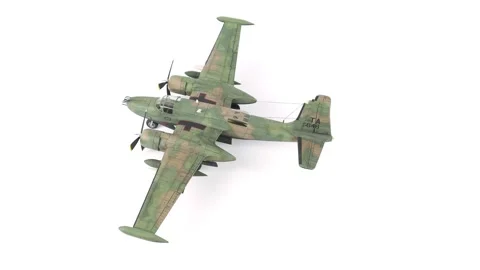 Rotating Assembly Model of American A-26 Invader Attack Aircraft Close Up. Stock Footage 295455418