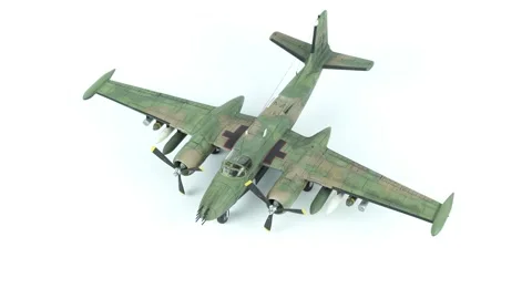 Rotating Assembly Model of American Attack Aircraft A-26 Invader on White Backgr Video stock 295455411