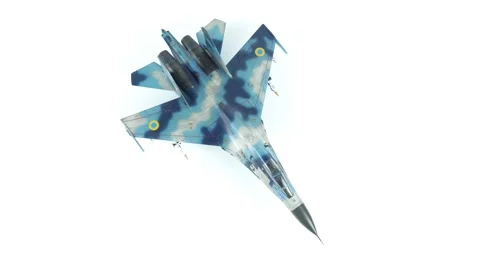 Rotating Assembly Model of Su-27 Fighter Airplane Top View. Video stock 295453993