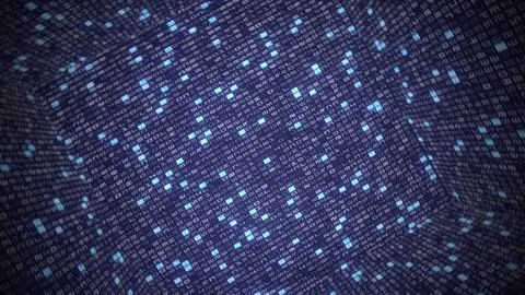 Rotating astract hi-tech cube made with computer code. Big data processing or Stock Illustration