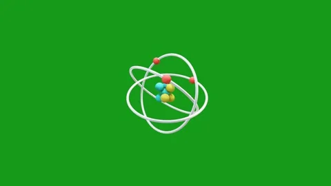 Rotating atoms motion graphics with green screen background Stock Footage 147942421
