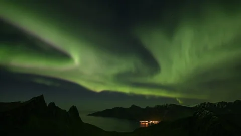 Rotating Aurora Borealis from Senja Stock Footage 250298392