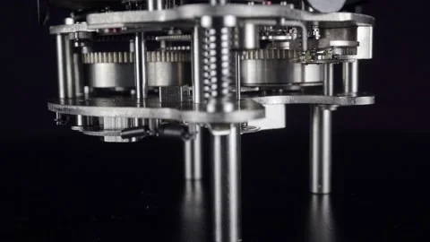 Rotating Aviation Mechanical Chronometer On A Black Background. Video stock 232130578
