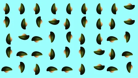 Rotating avocado pattern on cyan background Stock Footage 156813277
