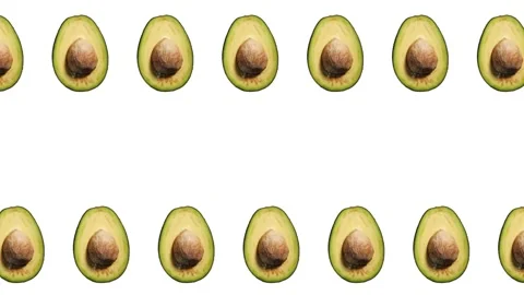 Rotating avocado pattern with place for text  on white background 스톡 동영상 156813334