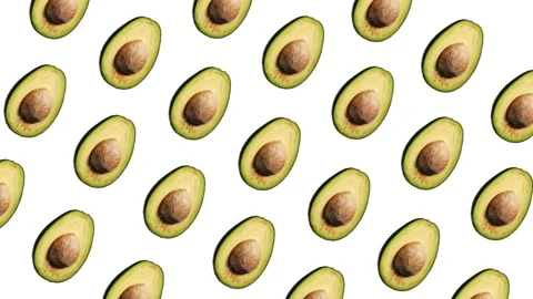 Rotating avocado pattern on white background Stock Footage 156813323