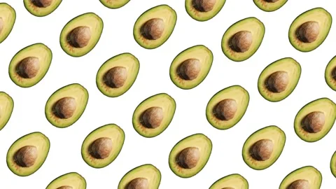 Rotating avocado pattern on white background Stock Footage 156813325