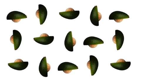 Rotating avocado pattern on white background Stock Footage 156813397