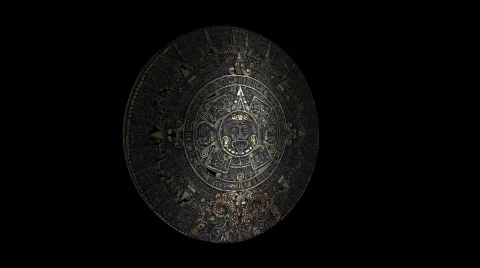 Rotating Aztec/mayan Calendar Double Sided Stock Footage 541975