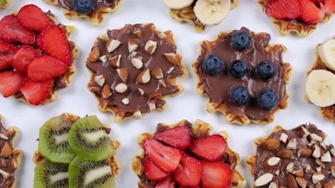 Rotating background of appetizing sweet wafers Stock Footage 225234886