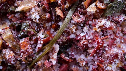 Rotating background from natural mixture of culinary spices. Stockbeeldmateriaal 232728249