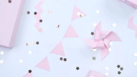 Rotating background with pink  gift boxes Stock Footage 212676769
