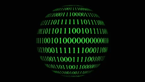 Rotating ball - glowing binary code numbers - technology background. 23,98 fps Vídeos de archivo 156597687