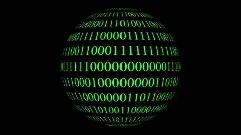 Rotating ball - green glowing binary code numbers - technology background Stock Footage 156597681