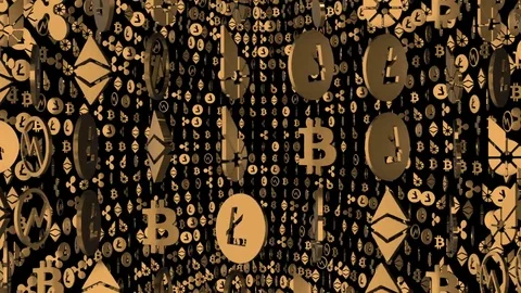 Rotating ball of symbols changing crypto currency. close up business background Stock Footage 83080075