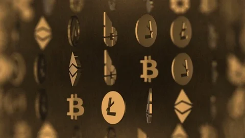 A rotating ball of symbols changing the crypto-curvature of the depth of field Stock Footage 83080359
