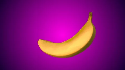 Rotating banana on violet background Stock Footage 85580450