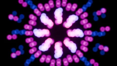 Rotating beams of multicolored bokeh in a seamless loop. Stock Footage 288321803