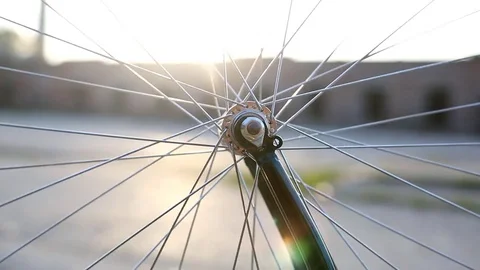 Rotating bicycle wheel Stock Footage 70814046