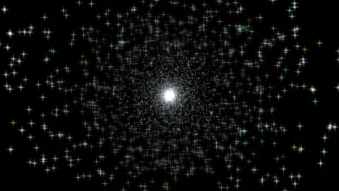 Rotating big light with many cross-like colorful stars Stock Footage 153623769