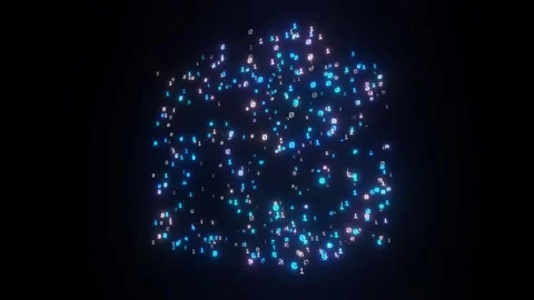 Rotating binary cube with flashing glowing blue and white digits Stock Footage 320625139