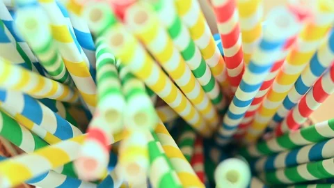 Rotating biodegradable colored drinking  straws Stock Footage 107749438