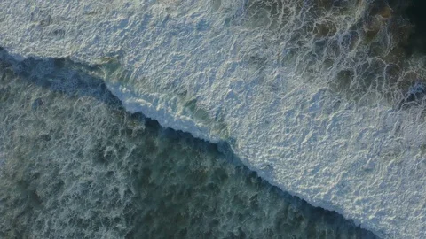 Rotating Birds Eye View Of Big Ocean Waves Stock Footage 128845128