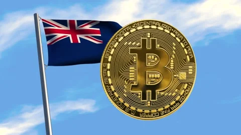 Rotating bitcoin with  Anguilla flag Stock Footage 276378673