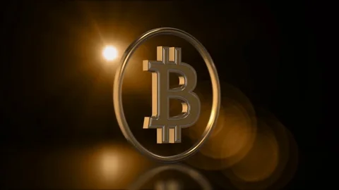 Rotating Bitcoin on black background, 3d animation Stock Footage 85326319