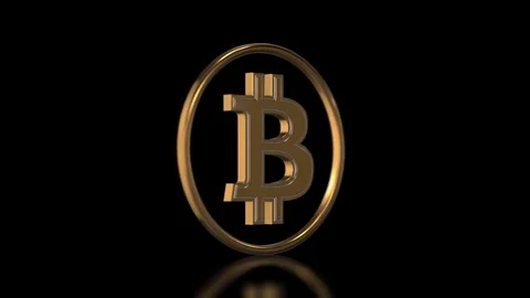 Rotating Bitcoin on black background, 3d animation Stock Footage 85326419