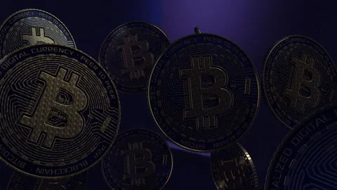 Rotating bitcoin Coin 3D spinning golden bitcoin symbol Stock Footage 256932369