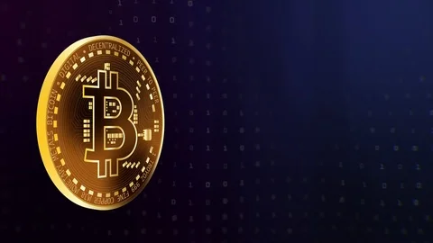 Rotating Bitcoin on a moving background, seamless looping Stock Footage 90095611
