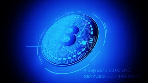 Rotating Bitcoin With Trending Price Graph-Blue 動画素材 93997209