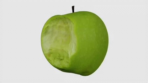 Rotating Bitten Green Apple on Transparent Background (Looping ) Stock Footage 146617992