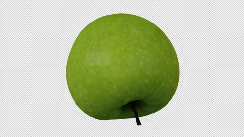 Rotating Bitten Green Apple on Transparent Background (Looping ) Video stock 146618253