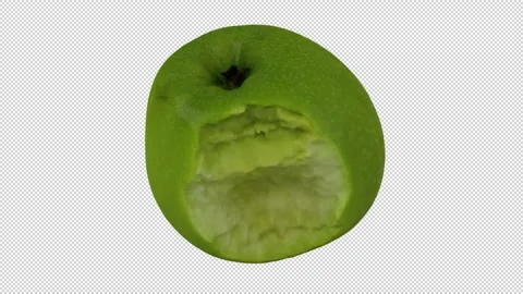 Rotating Bitten Green Apple on Transparent Background (Looping ) Stock Footage 146618406