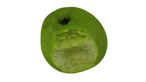 Rotating Bitten Green Apple on White Background (Looping) Stock Footage 146618455