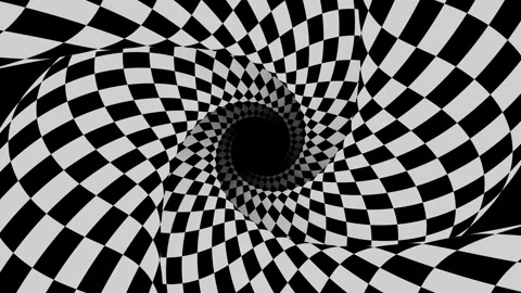 Rotating black and white checker spiral hypnotic illusion loop animation Stock Footage 234221048