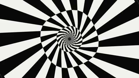 Rotating black and white spiral tunnel with hypnotic pattern Stock Footage 336995361