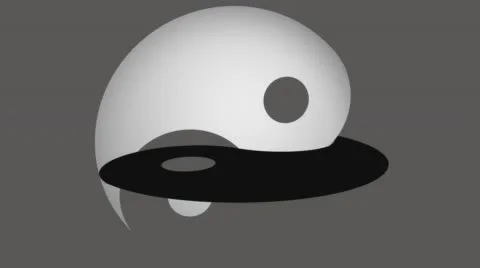Rotating Black and White Yin Yang Symbol 4K Camera Track ang Lighting Stock Footage 68988095