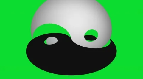 Rotating Black and White Yin Yang Symbol GreenScreen 4K Camera Tilt and dolly Stock Footage 68988104