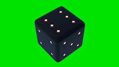 Rotating black gaming hexagonal cube on green background. 3d render looped anima Video stock 312204201
