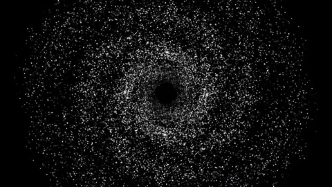 Rotating Black Hole Surrounded by Glowing White Particles in Space Animation Stock Footage 314303591