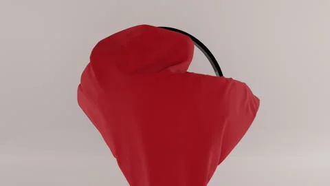 Rotating black rings on grey background. Animation with falling red cloth Stock Footage 242517583