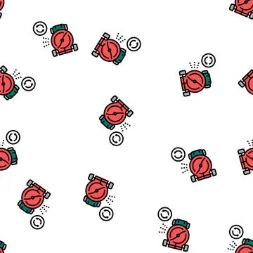 Rotating blade of lawn mower vector seamless pattern 스톡 일러스트