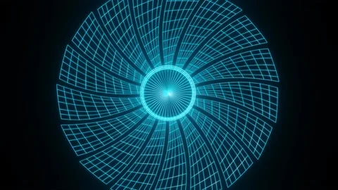 Rotating blades of a blue cooler frame on a black background. 3d render Stock Footage 233058915