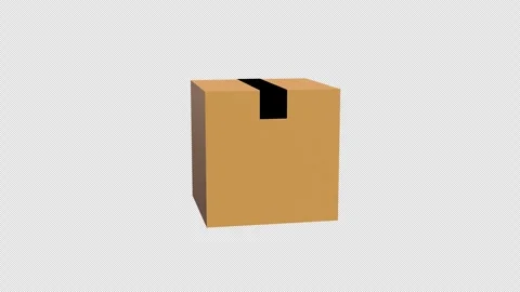 Rotating blank cardboard packaging box animation transparent background Stock Footage 336890314