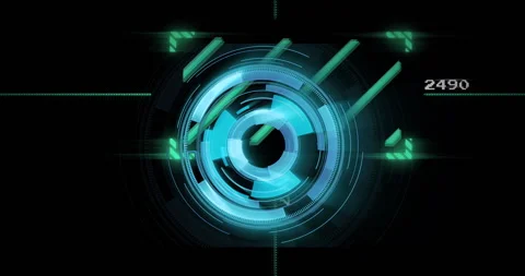 Rotating blue and green elements in futuristic animation displaying 2425 Stock Footage 305028674