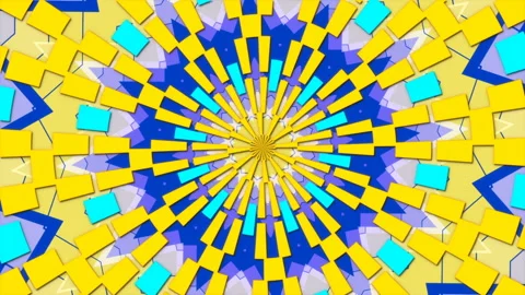 Rotating blue and yellow shape, kaleidoscope, loop Stock Footage 157416885